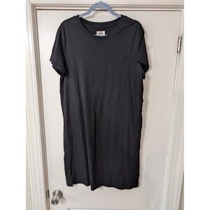 Pact Black Crew Neck Short Sleeve Pocket T Shirt Dress women's large organic